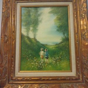 Oil painting signed gold leaf